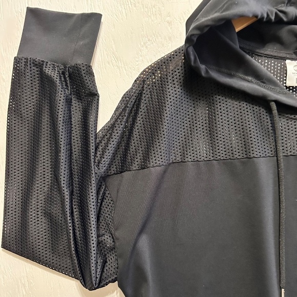 SENITA Athletics WOMENS L Black Mesh Netted Pullover Sports Yoga Gym Hoodie Top - Picture 5 of 9